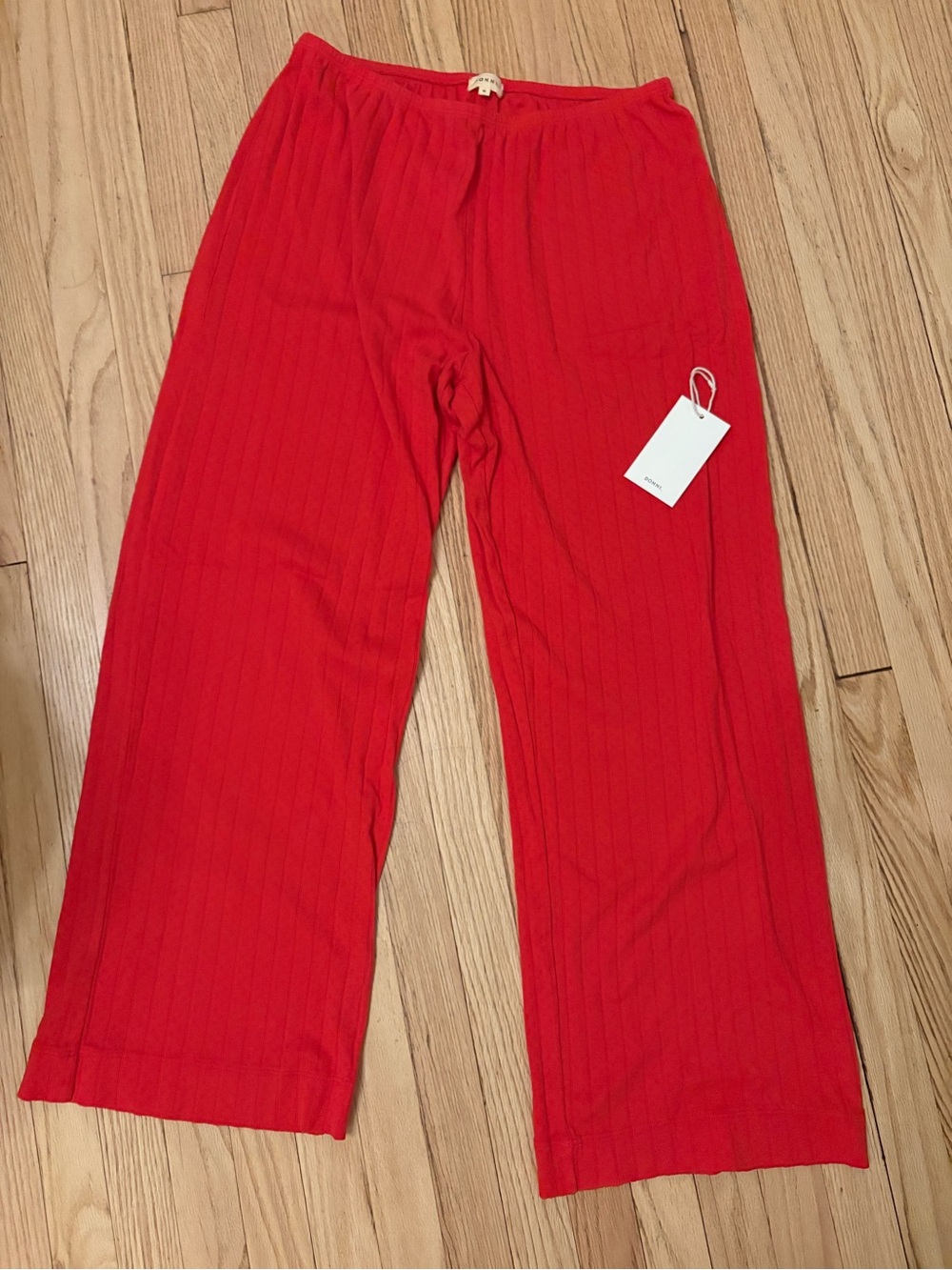 Donni Pointelle Simple Crop Pant Bell Pepper Red M Medium